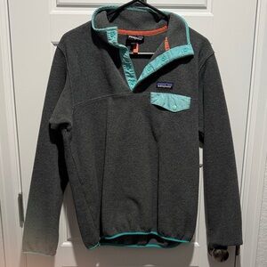 Patagonia Charcoal and Mint Snap-T Fleece
